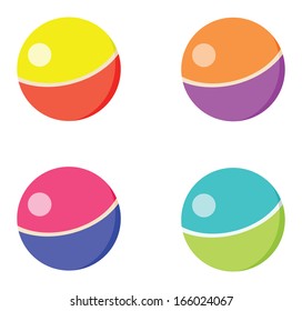 Different ball toys on the white background