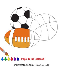 Different Balls, the coloring book to educate preschool kids with easy gaming level, the kid educational game to color the colorless half by sample.