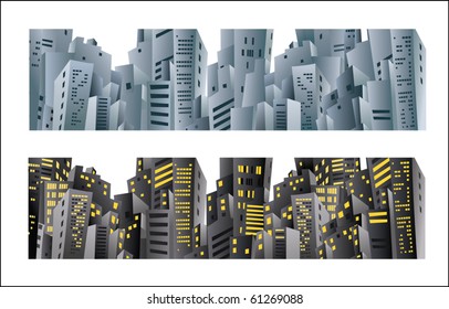 Different banners on the urban theme