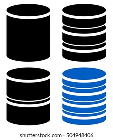 Different barrel ,cylinder, shape symbol, icon set