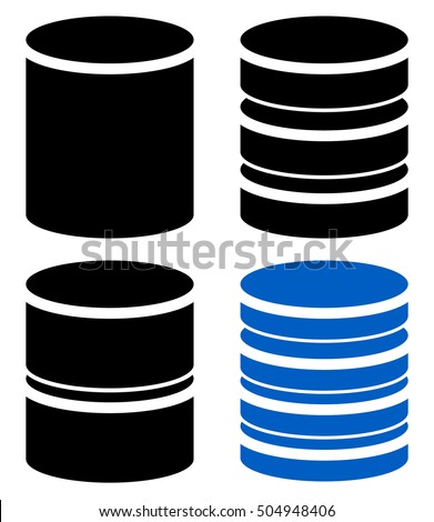 Different barrel ,cylinder, shape symbol, icon set