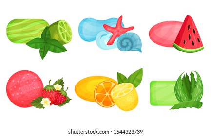Different Bars of Soap With Various Aromas Vector Set