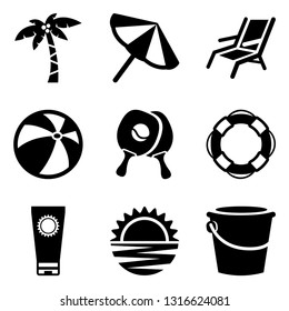 Different Beach Icons Set