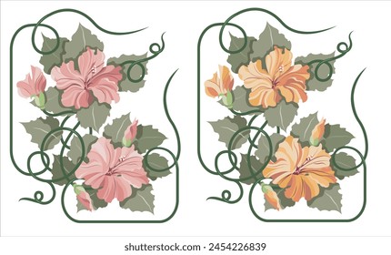 A different and beautiful arrangement with hisbiscus in two versions for you. If you prefer, you can change the background color.