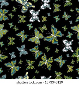 Different beautiful butterflies flying for coloring book. Seamless pattern background with insect. Vector illustration. Abstract seamless pattern for clothes, boys, girls, wallpaper.