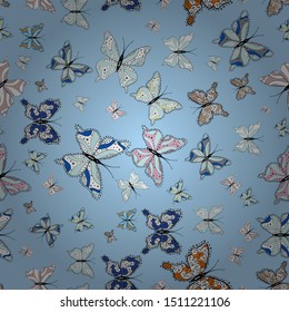 Different beautiful butterflies flying for coloring book. Abstract seamless pattern for clothes, boys, girls, wallpaper. Vector illustration. Seamless pattern background with insect.