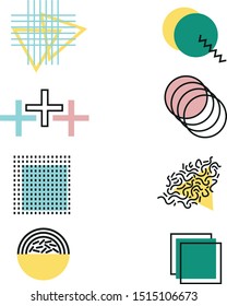 different beautiful graphic memphis elements vector 