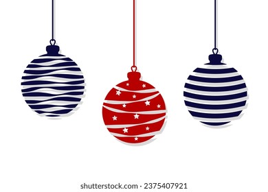 Different beautiful hanging Christmas balls icon. Colored silhouette. Front side view. Vector simple flat graphic illustration. Isolated object on a white background. Isolate. Texture, banner.
