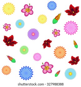Different beautiful vector flowers on white background