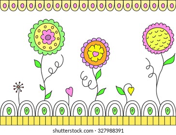 Different beautiful vector flowers on white background