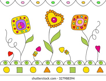 Different beautiful vector flowers on white background