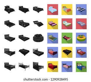 Different beds black,flat icons in set collection for design. Furniture for sleeping vector isometric symbol stock web illustration.