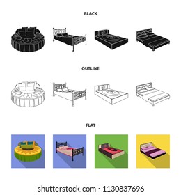 Different beds black,flat,outline icons in set collection for design. Furniture for sleeping vector isometric symbol stock web illustration.