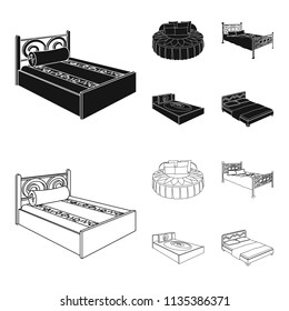 Different beds black,outline icons in set collection for design. Furniture for sleeping vector isometric symbol stock web illustration.