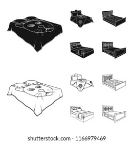 Different beds black,outline icons in set collection for design. Furniture for sleeping vector isometric symbol stock web illustration.