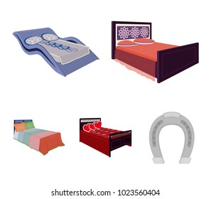 Different beds cartoon icons in set collection for design. Furniture for sleeping vector isometric symbol stock web illustration.