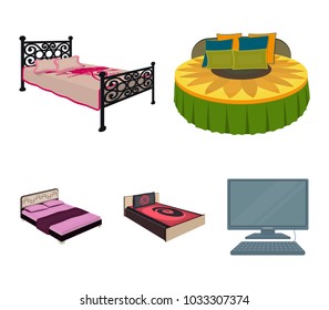 Different beds cartoon icons in set collection for design. Furniture for sleeping vector isometric symbol stock web illustration.