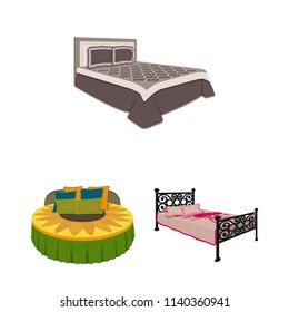 Different beds cartoon icons in set collection for design. Furniture for sleeping vector isometric symbol stock web illustration.