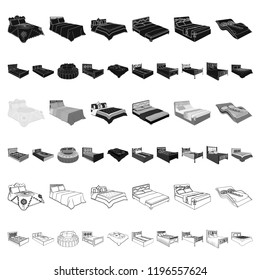 Different beds cartoon icons in set collection for design. Furniture for sleeping vector isometric symbol stock web illustration.