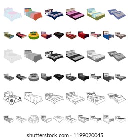 Different beds cartoon icons in set collection for design. Furniture for sleeping vector isometric symbol stock web illustration.