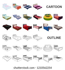 Different beds cartoon icons in set collection for design. Furniture for sleeping vector isometric symbol stock web illustration.