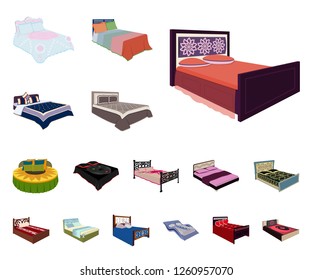 Different beds cartoon icons in set collection for design. Furniture for sleeping vector isometric symbol stock web illustration.