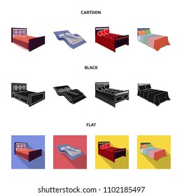 Different beds cartoon,black,flat icons in set collection for design. Furniture for sleeping vector isometric symbol stock web illustration.