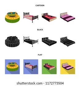 Different beds cartoon,black,flat icons in set collection for design. Furniture for sleeping vector isometric symbol stock web illustration.