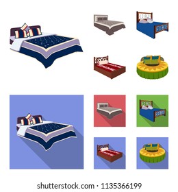 Different beds cartoon,flat icons in set collection for design. Furniture for sleeping vector isometric symbol stock web illustration.
