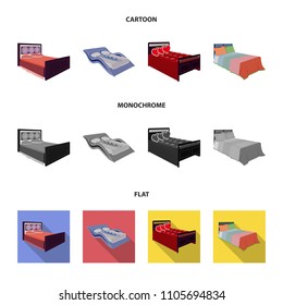 Different beds cartoon,flat,monochrome icons in set collection for design. Furniture for sleeping vector isometric symbol stock web illustration.