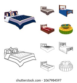 Different beds cartoon,outline icons in set collection for design. Furniture for sleeping vector isometric symbol stock web illustration.
