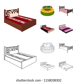 Different beds cartoon,outline icons in set collection for design. Furniture for sleeping vector isometric symbol stock web illustration.