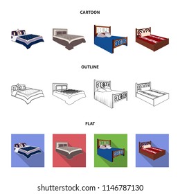 Different beds cartoon,outline,flat icons in set collection for design. Furniture for sleeping vector isometric symbol stock web illustration.