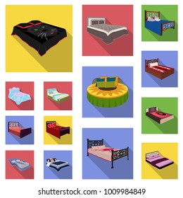 Different beds flat icons in set collection for design. Furniture for sleeping vector isometric symbol stock web illustration.