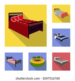 Different beds flat icons in set collection for design. Furniture for sleeping vector isometric symbol stock web illustration.