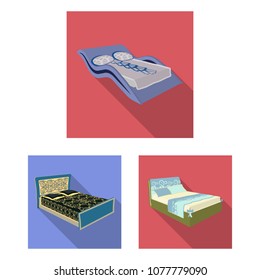 Different beds flat icons in set collection for design. Furniture for sleeping vector isometric symbol stock web illustration.