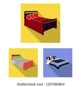Different beds flat icons in set collection for design. Furniture for sleeping vector isometric symbol stock web illustration.