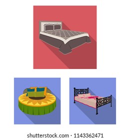 Different beds flat icons in set collection for design. Furniture for sleeping vector isometric symbol stock web illustration.