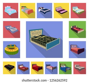 Different beds flat icons in set collection for design. Furniture for sleeping vector isometric symbol stock web illustration.