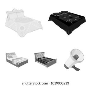 Different beds monochrome icons in set collection for design. Furniture for sleeping vector isometric symbol stock web illustration.