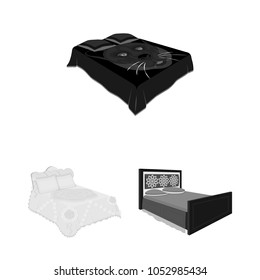Different beds monochrome icons in set collection for design. Furniture for sleeping vector isometric symbol stock web illustration.