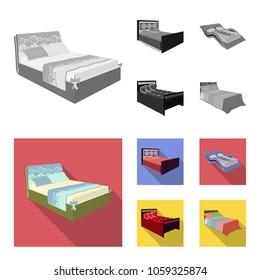 Different beds monochrome,flat icons in set collection for design. Furniture for sleeping vector isometric symbol stock web illustration.