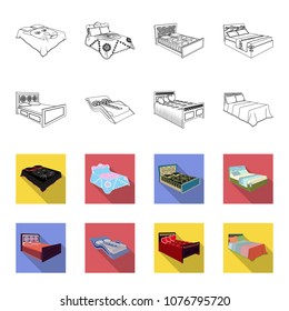 Different beds outline,flat icons in set collection for design. Furniture for sleeping vector isometric symbol stock web illustration.