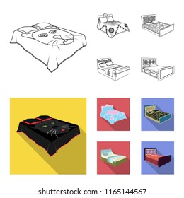 Different beds outline,flat icons in set collection for design. Furniture for sleeping vector isometric symbol stock web illustration.