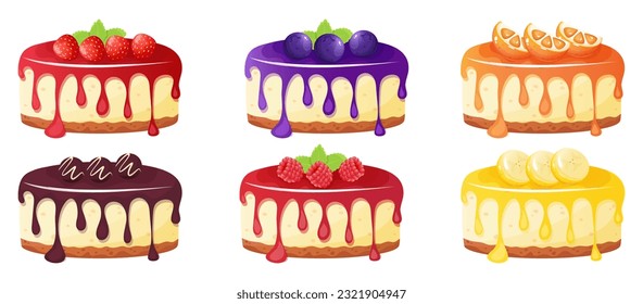 Se preparan diferentes tartas de queso de bayas y frutas.