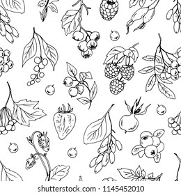 Different berries seamless vector pattern.