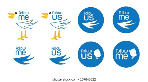 different bird symbol of inviting follow us