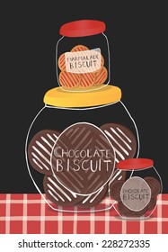 Different biscuits and cookies in jars.