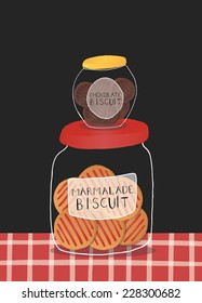 Different biscuits and cookies in jars.