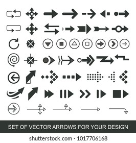 Different black Arrows icons, vector set. Abstract elements for business infographic. Up and down trend. Illustrations for Web Design